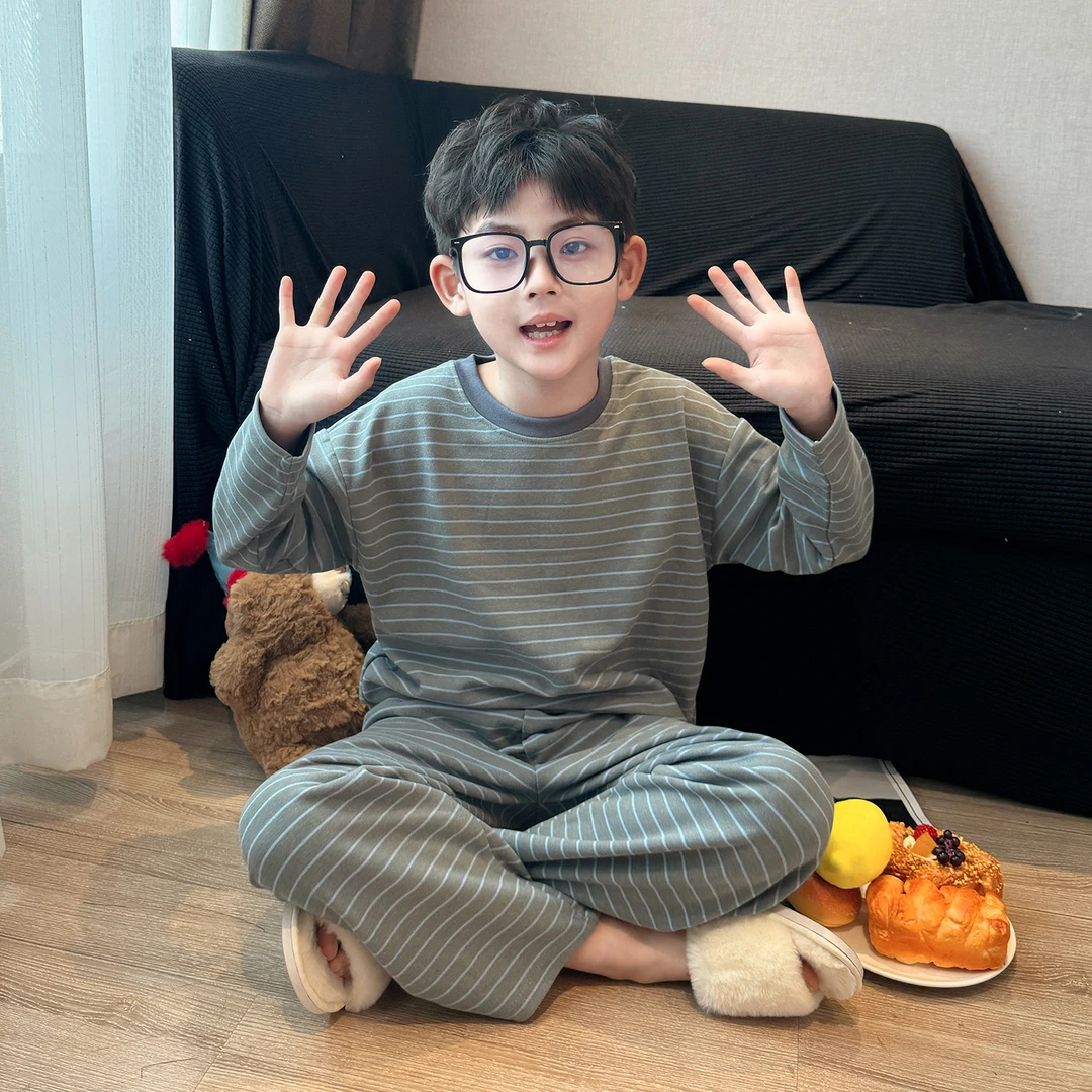 男童德绒家居服套装2025新款青少年冬装加绒保暖睡衣儿童居家爆款