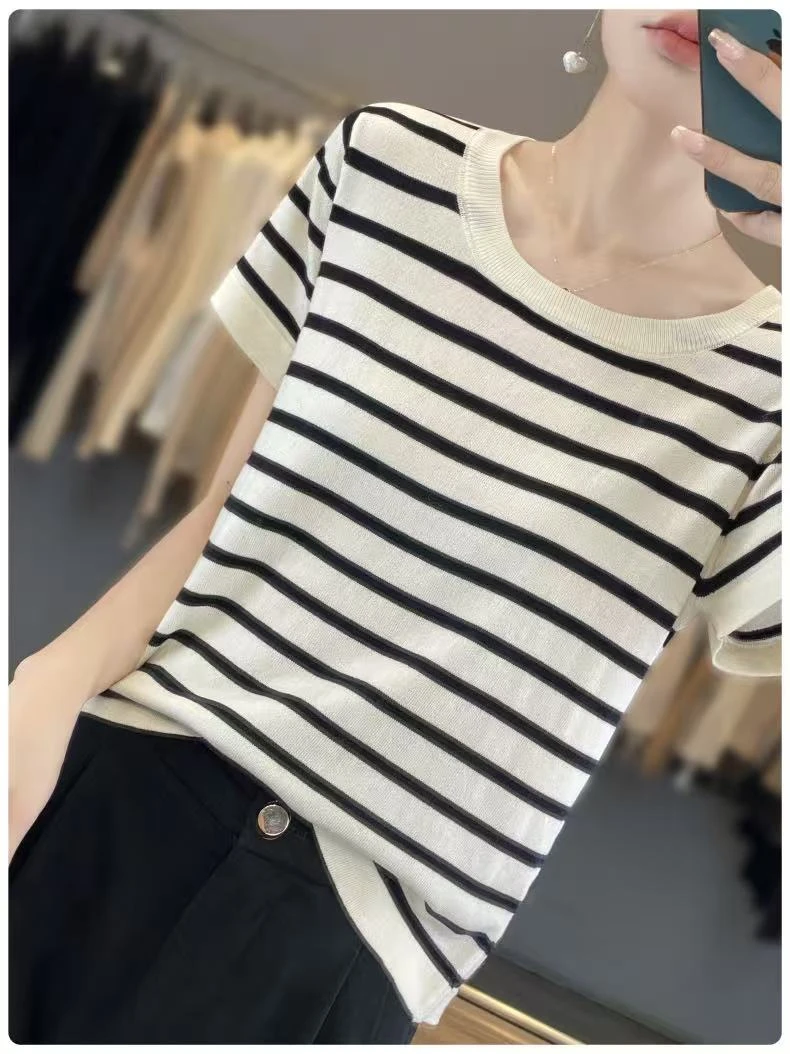 A53 圆领条纹短袖