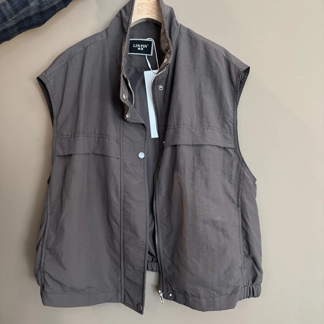 短款小个子简约工装马夹女宽松休闲夹克外套上衣春季-23282