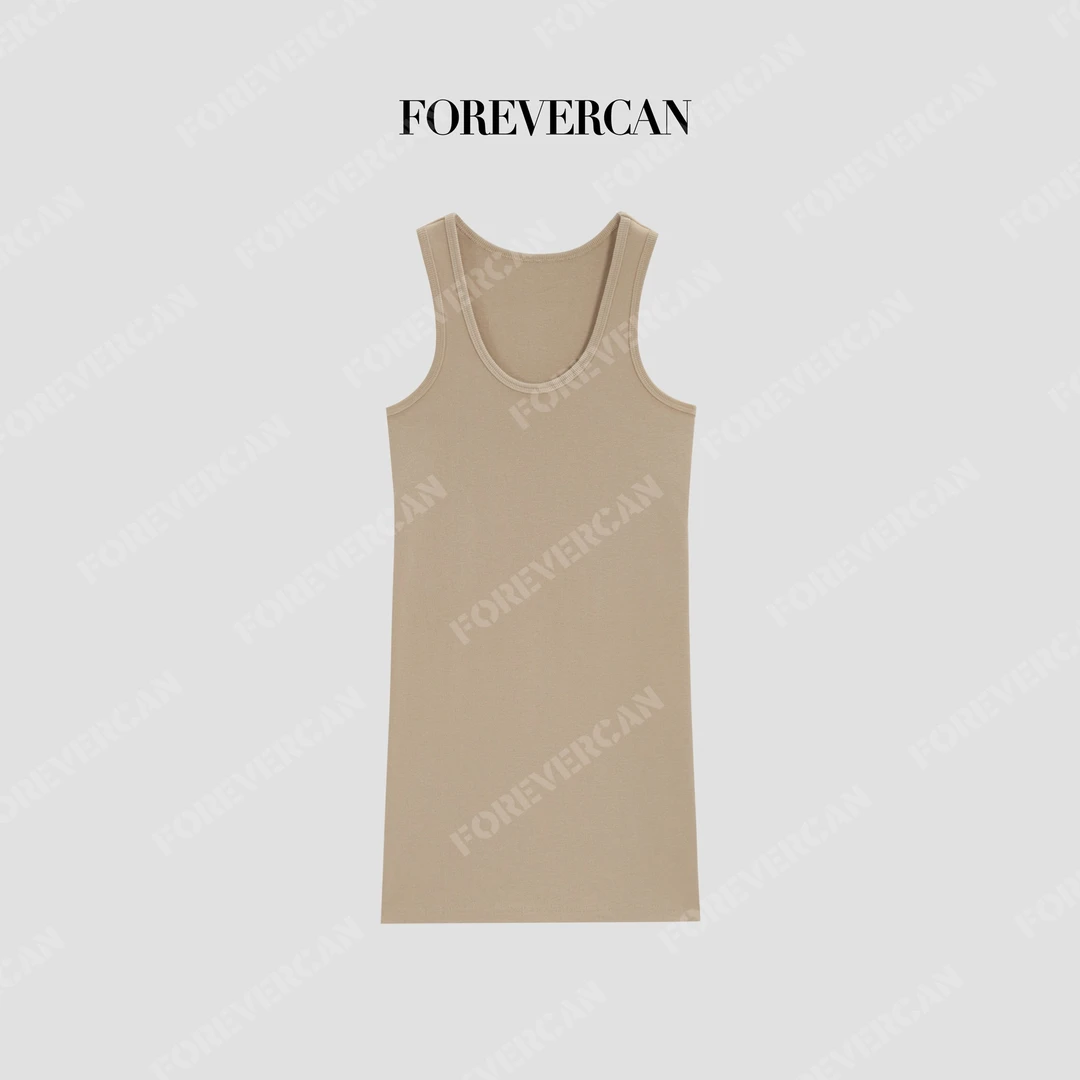 FOREVERCAN“大王客订”极简百搭挖肩收腰背心连衣裙 SD18452C