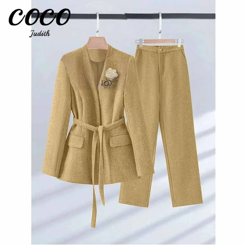 【茶芙巷】2025年秋季新款休闲减龄两件套外套+休闲裤子Z852【ZS】