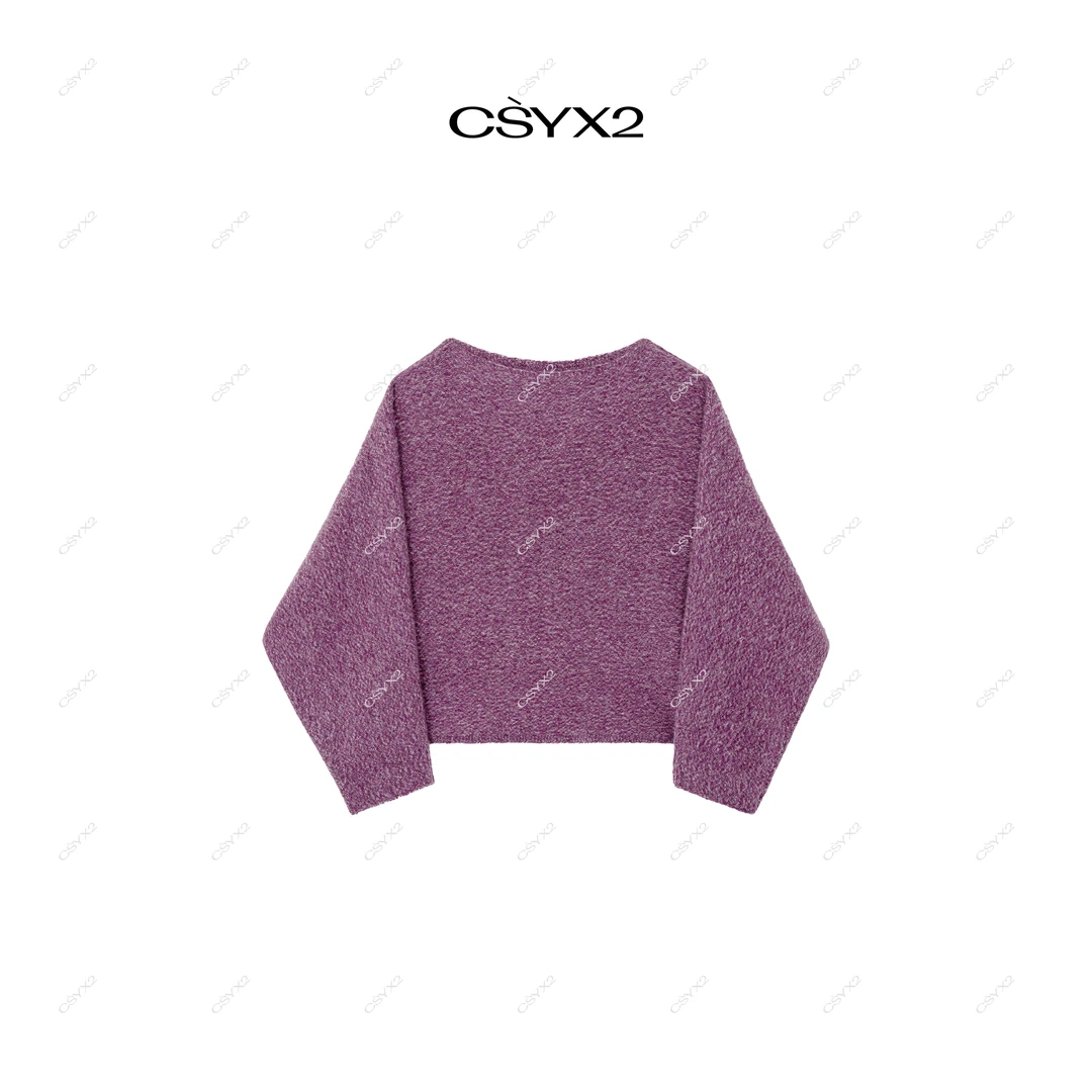 CsyX2-2025A/W新品“紫花纱”绵羊毛时尚套头针织毛衣CZ4DM007
