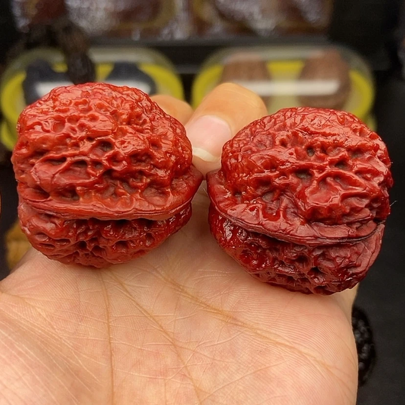 【闪购商品】文玩核桃把件38尺红彩鱼子纹金蟾