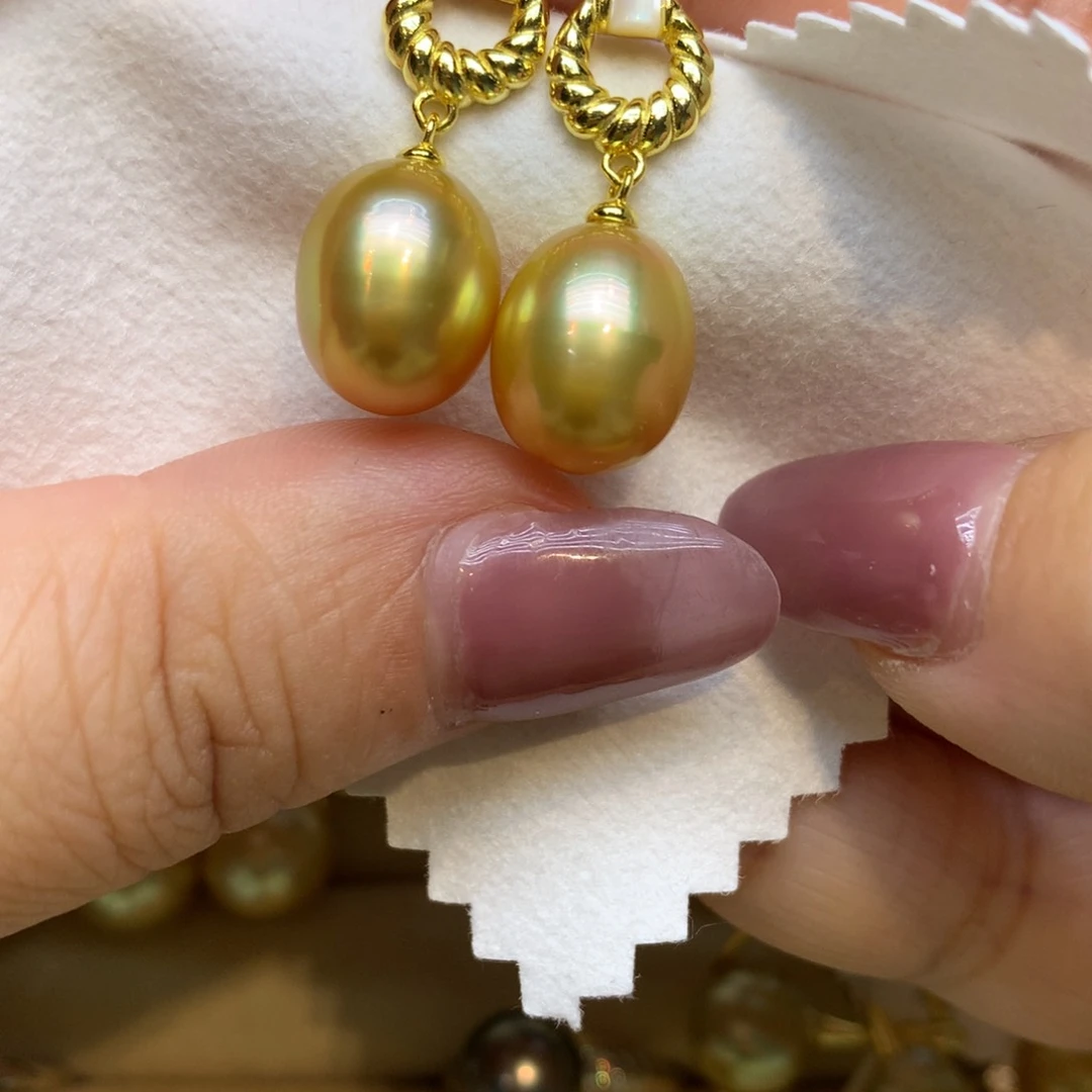 银S925镶嵌耳饰海水珍珠