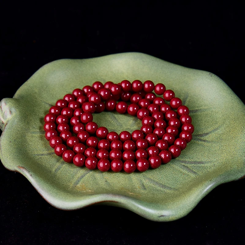 含辰砂工艺品妙享朱砂（高含量紫金砂）三圈手串手链6mm