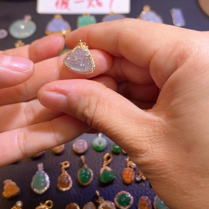 翡翠银S925镶嵌吊坠(不含链)天然翡翠