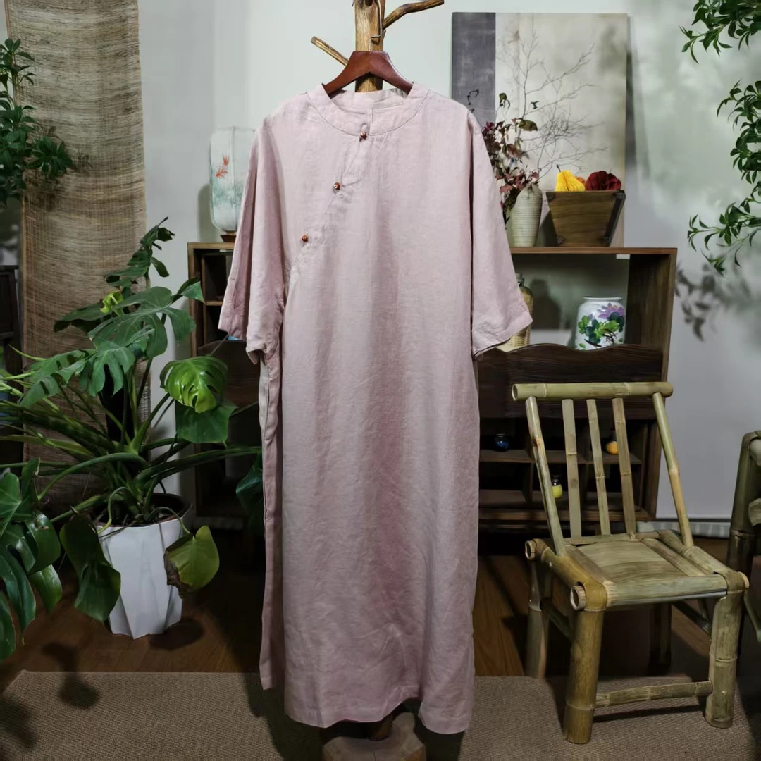 【大梅子推荐】设计款亚麻立领袍子MQ7187