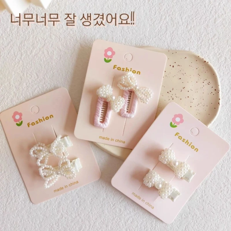 婴儿发夹女宝宝发量少汗毛夹全包布甜美公主珍珠发夹女童周岁配饰