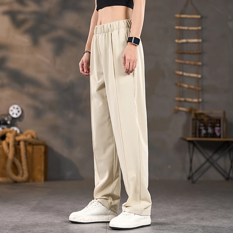 男士裤子夏季薄款直筒凉感冰丝裤上班通勤垂感百搭开车休闲裤6008