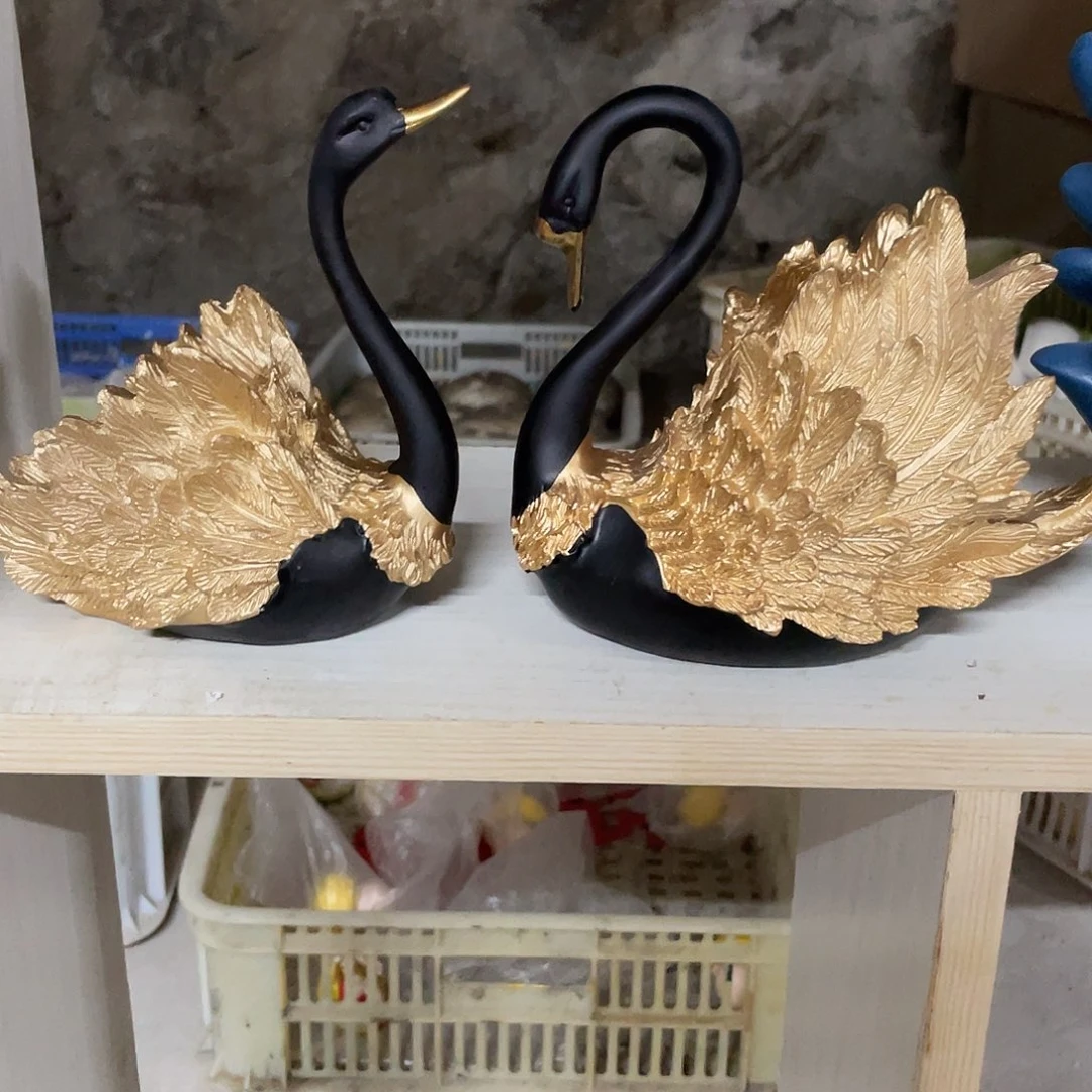 树脂金色天鹅一对1111