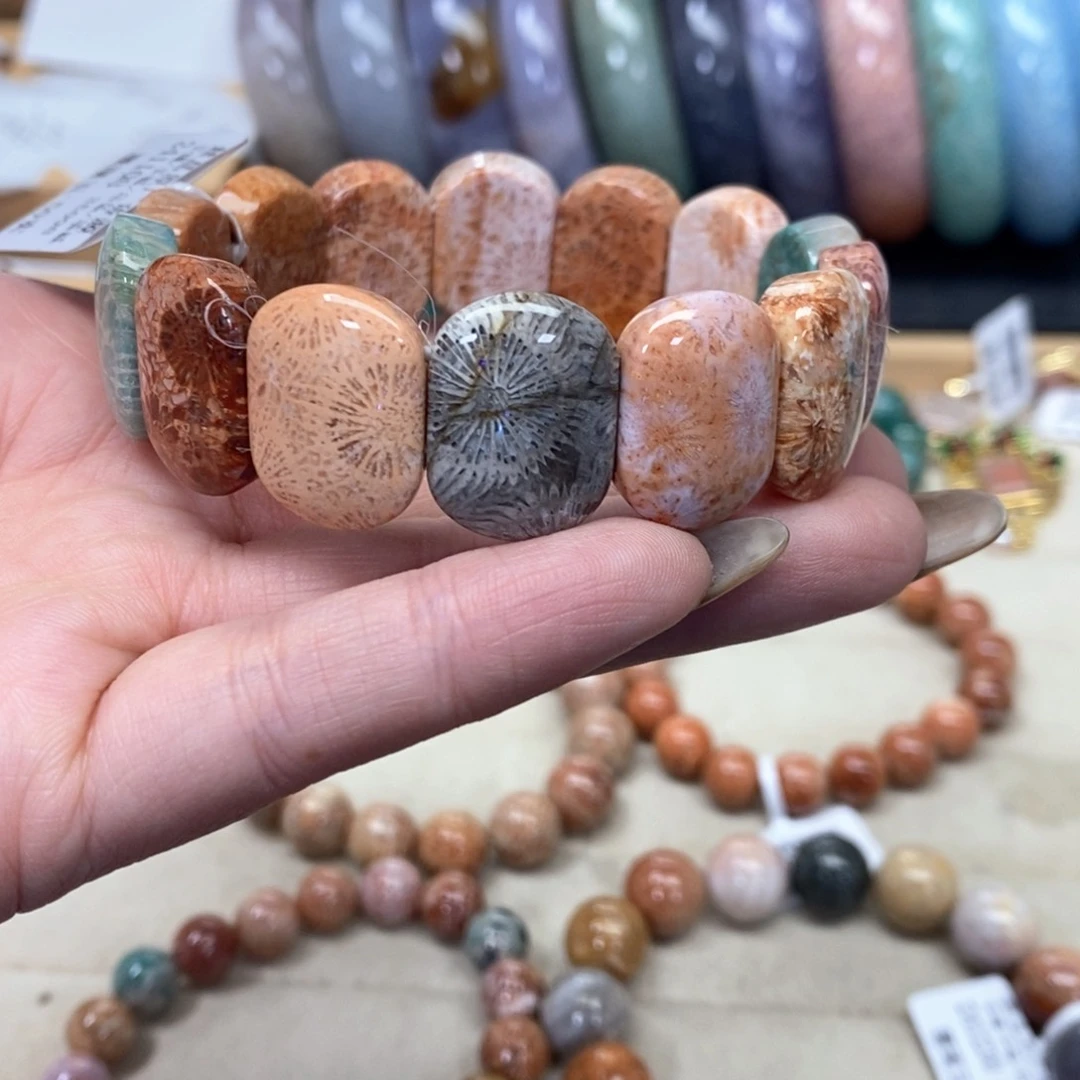 硅化珊瑚（珊瑚玉）手链未镶嵌?****o355