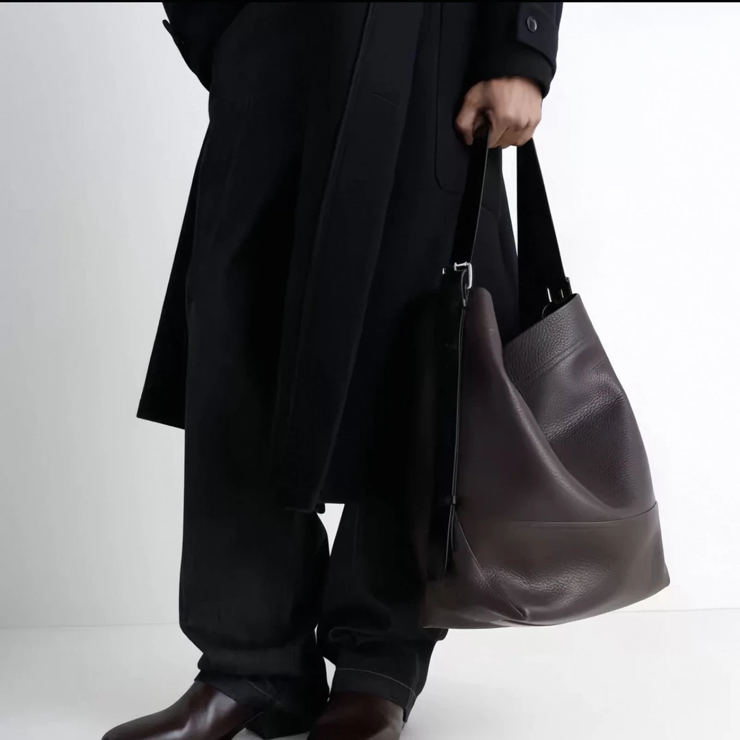 【MIA】法国勒梅头层牛皮水桶托特包秋冬新款大容量单肩斜挎包慵懒