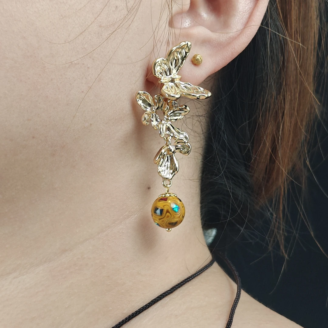 推光漆器木质纯手工制作大漆耳环