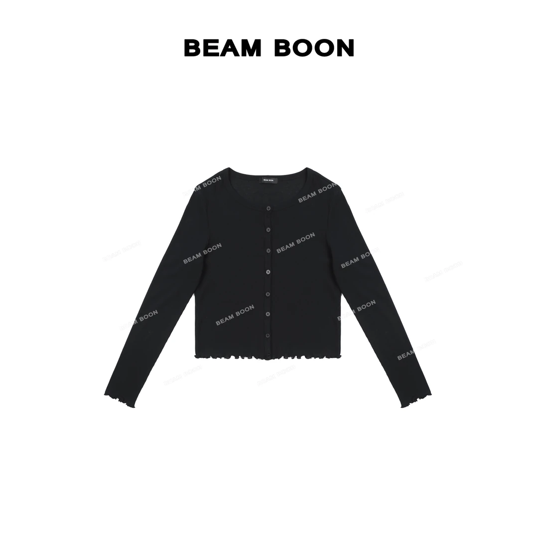 Beam Boon|【冰沙开衫】必备！薄款透气木耳边肌理显瘦防晒针织开衫