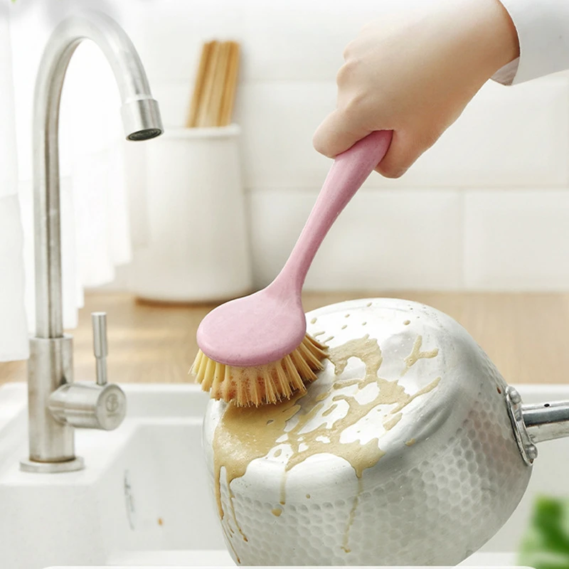 麦秸秆长柄洗锅刷不粘油不脏手洗锅刷碗刷带柄长柄不粘长柄清洁刷
