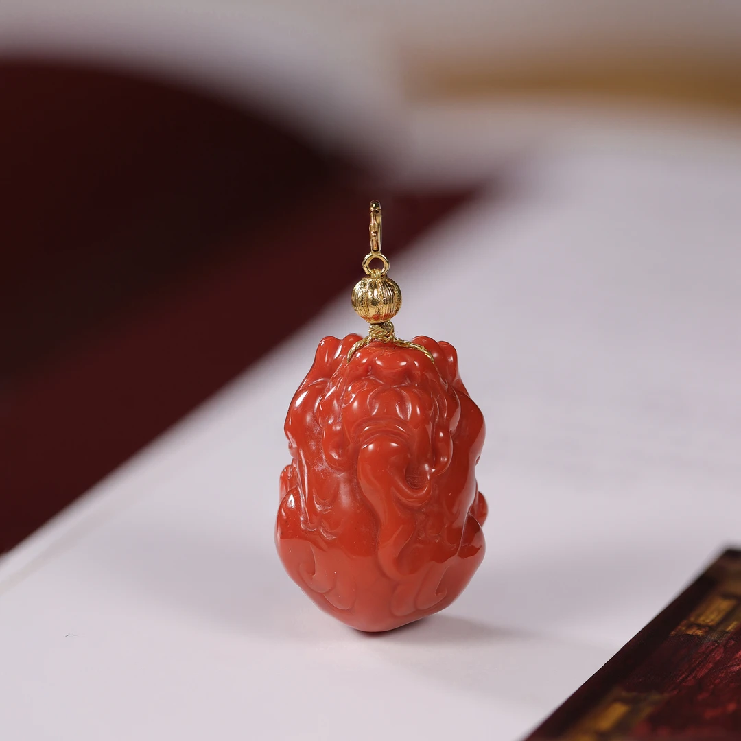 【画子甄选】南红貔貅K金吊坠