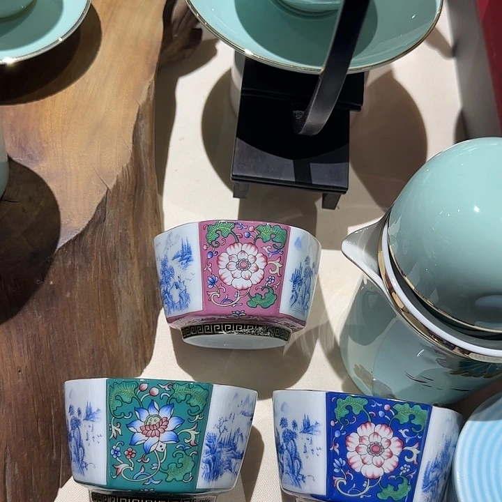 瓷3款珐琅彩主任茶杯3个