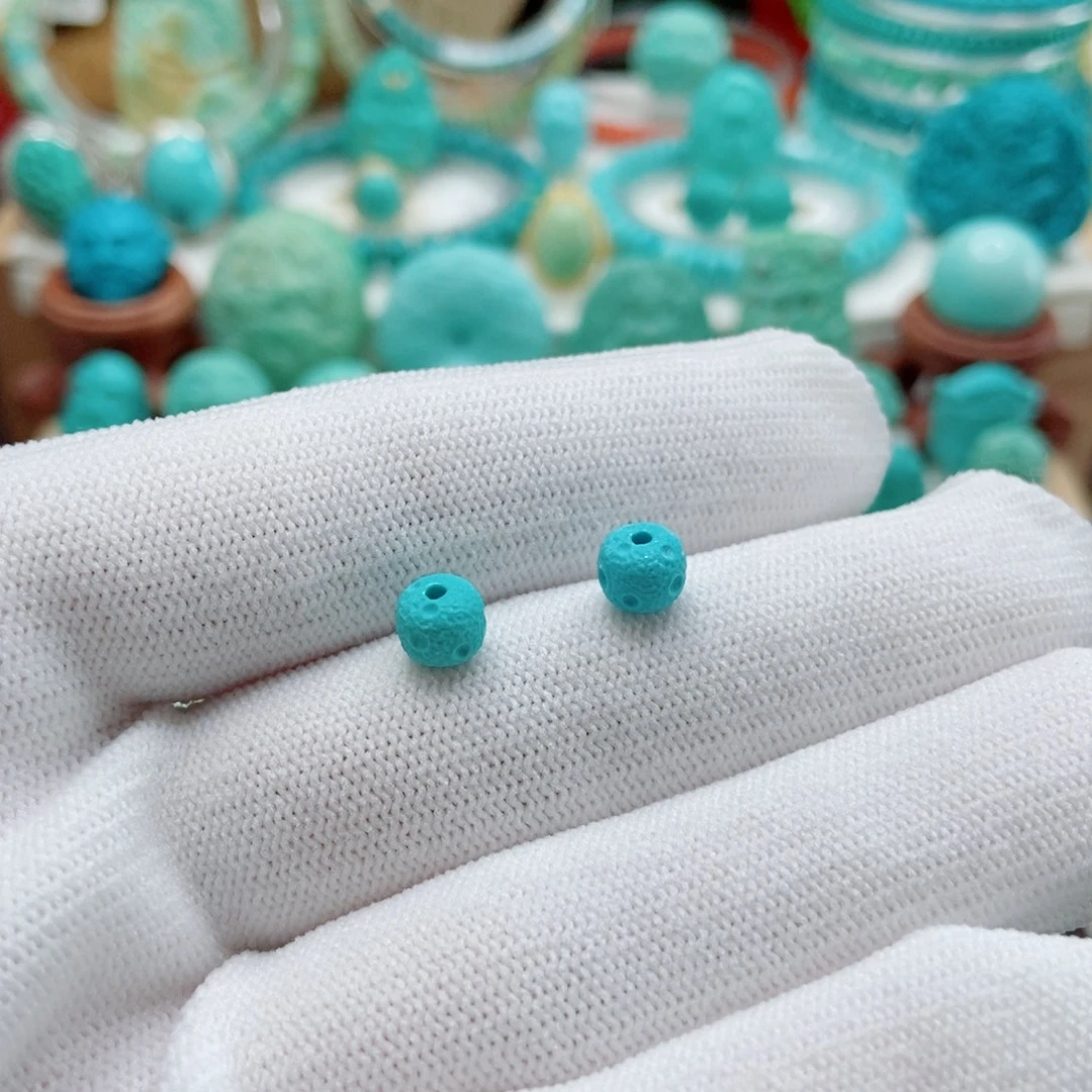 绿松石未镶嵌对珠6mm