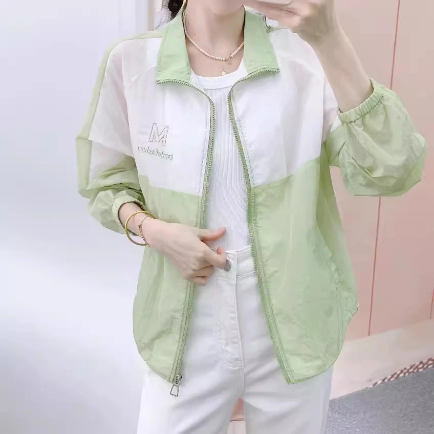 322春夏季专柜新品时尚撞色拉链百搭轻薄防晒衣外套F1清