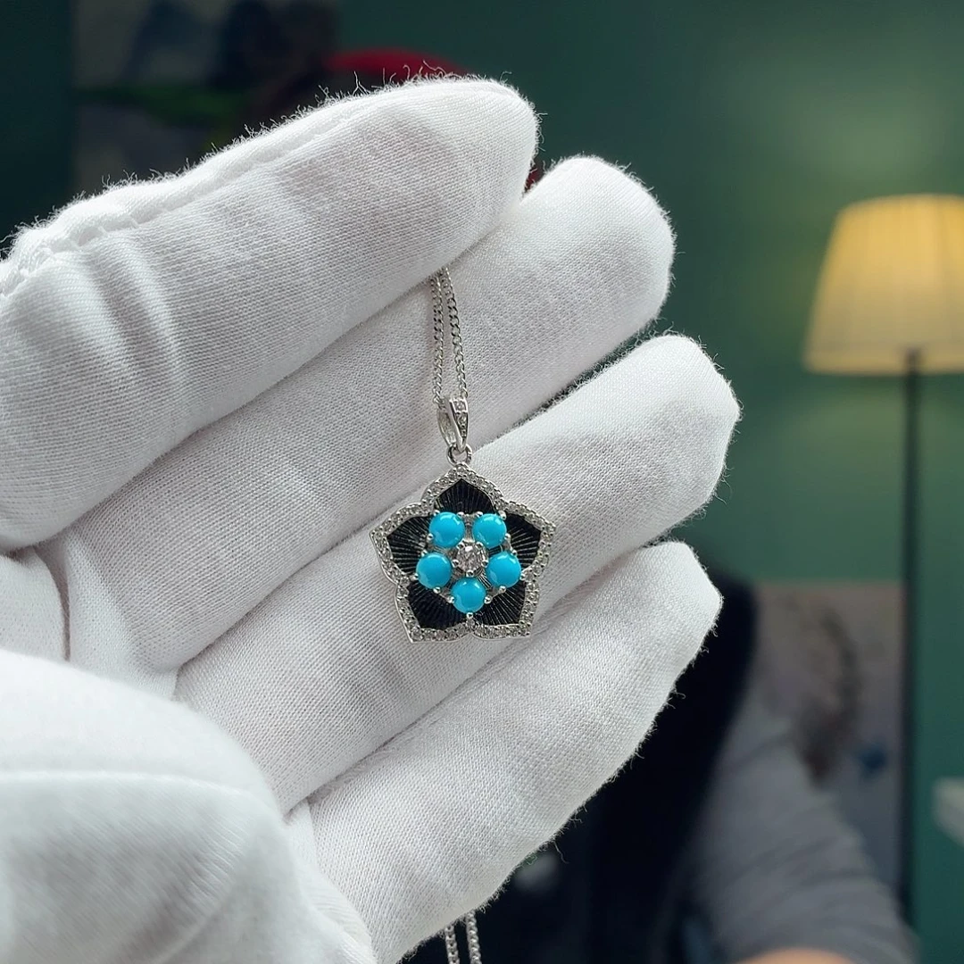 绿松石银S925镶嵌珠宝奇石