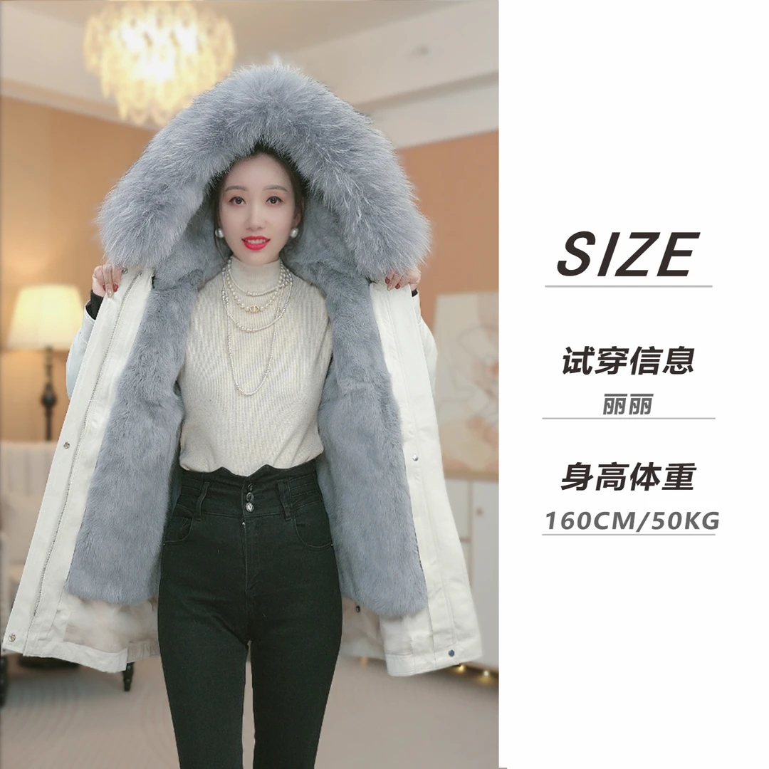 九尾【温美人】长毛马甲款可拆卸皮草派克服