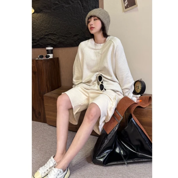 HY1987春秋韩版高品全棉毛圈棉洗水卫衣卫裤套装慵懒风设计感