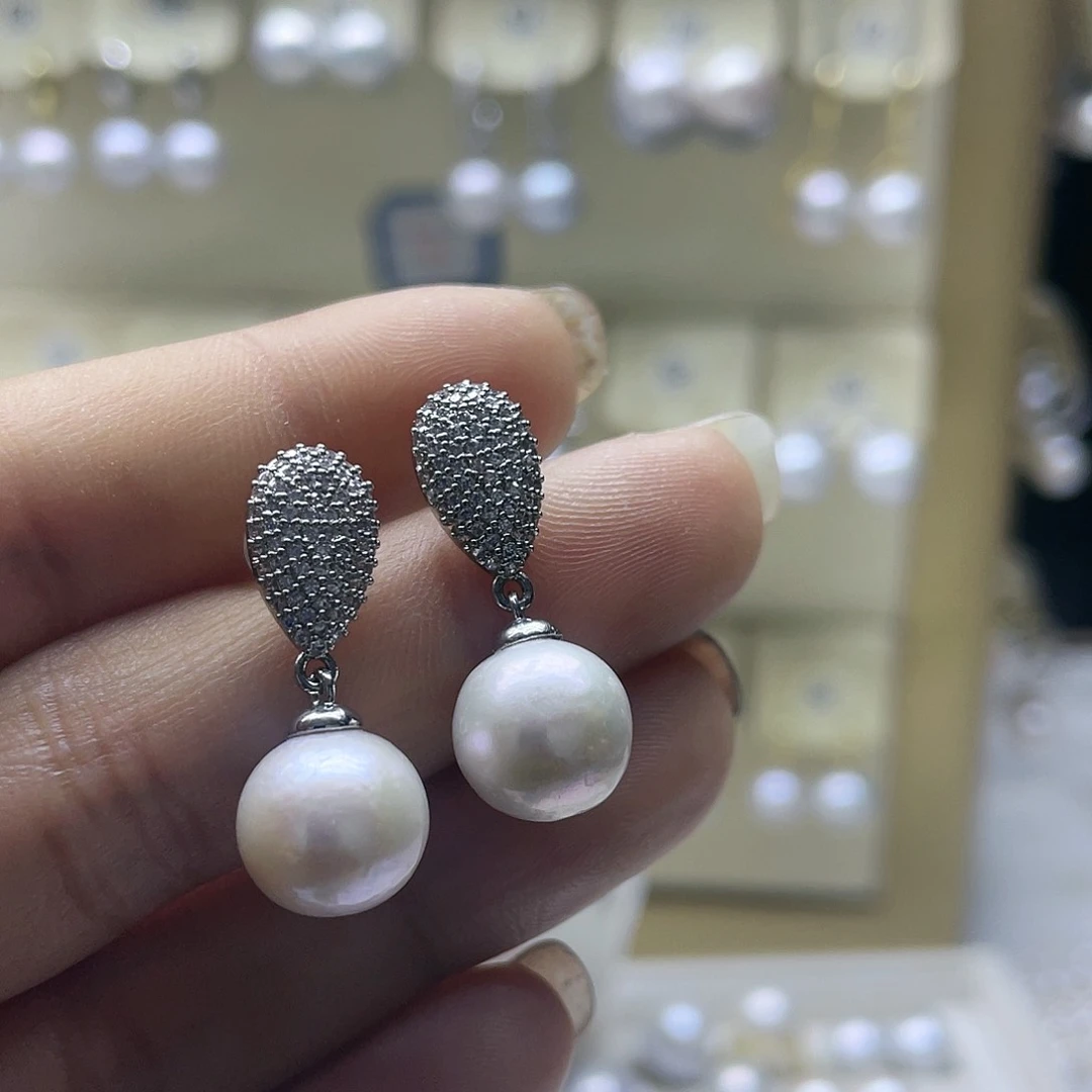 淡水珍珠耳饰银S925镶嵌