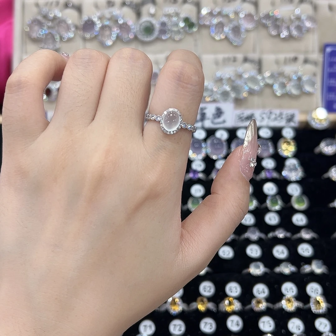 Y***酱蛇纹石玉银S925镶嵌戒指