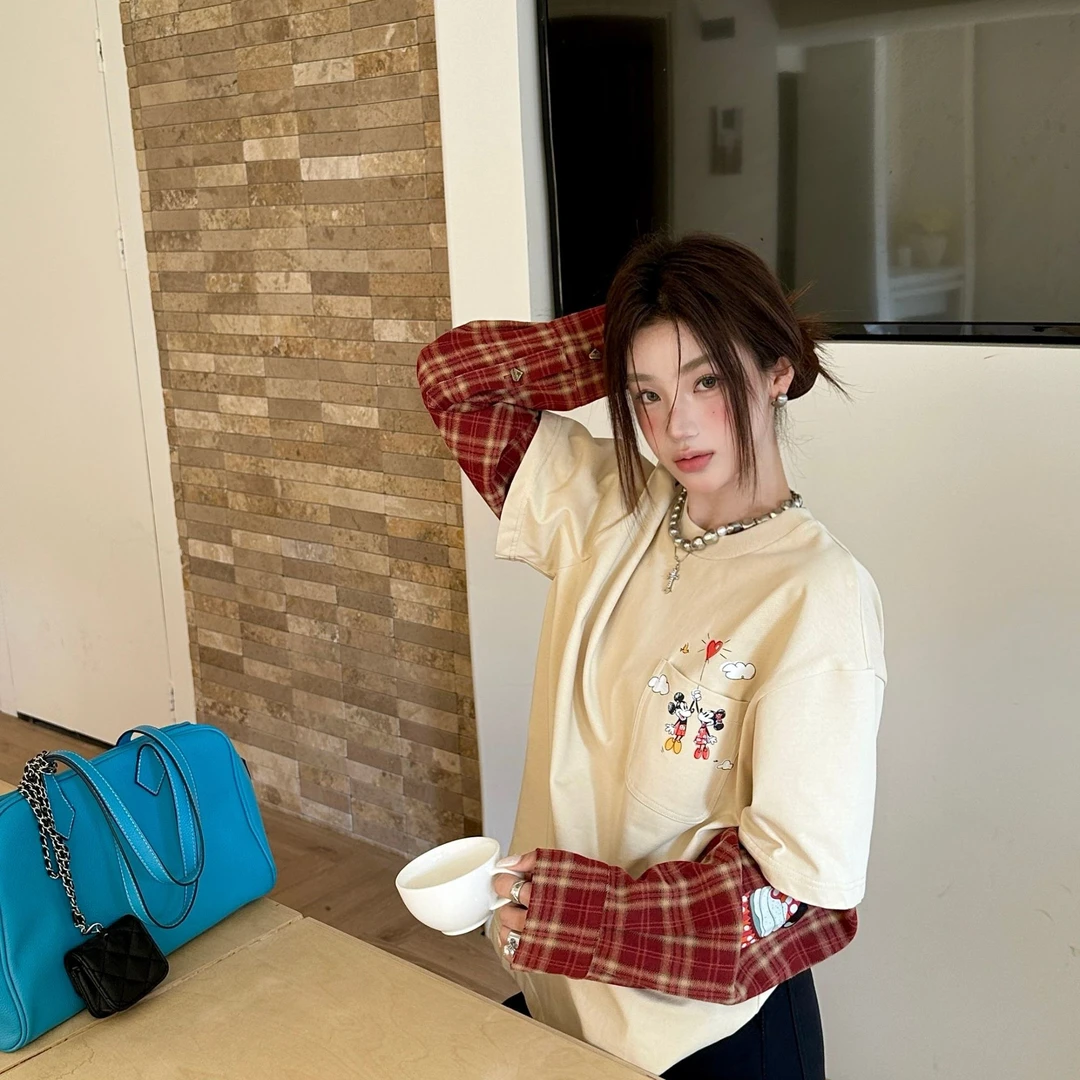 【妹妹专属】YANGHAIYANG 25AW口袋卡通拼袖上衣