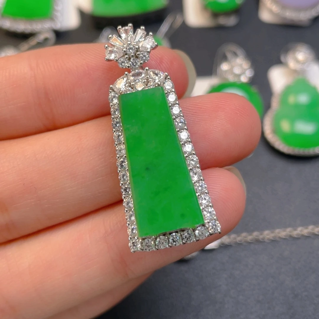 翡翠银S925镶嵌吊坠(不含链)