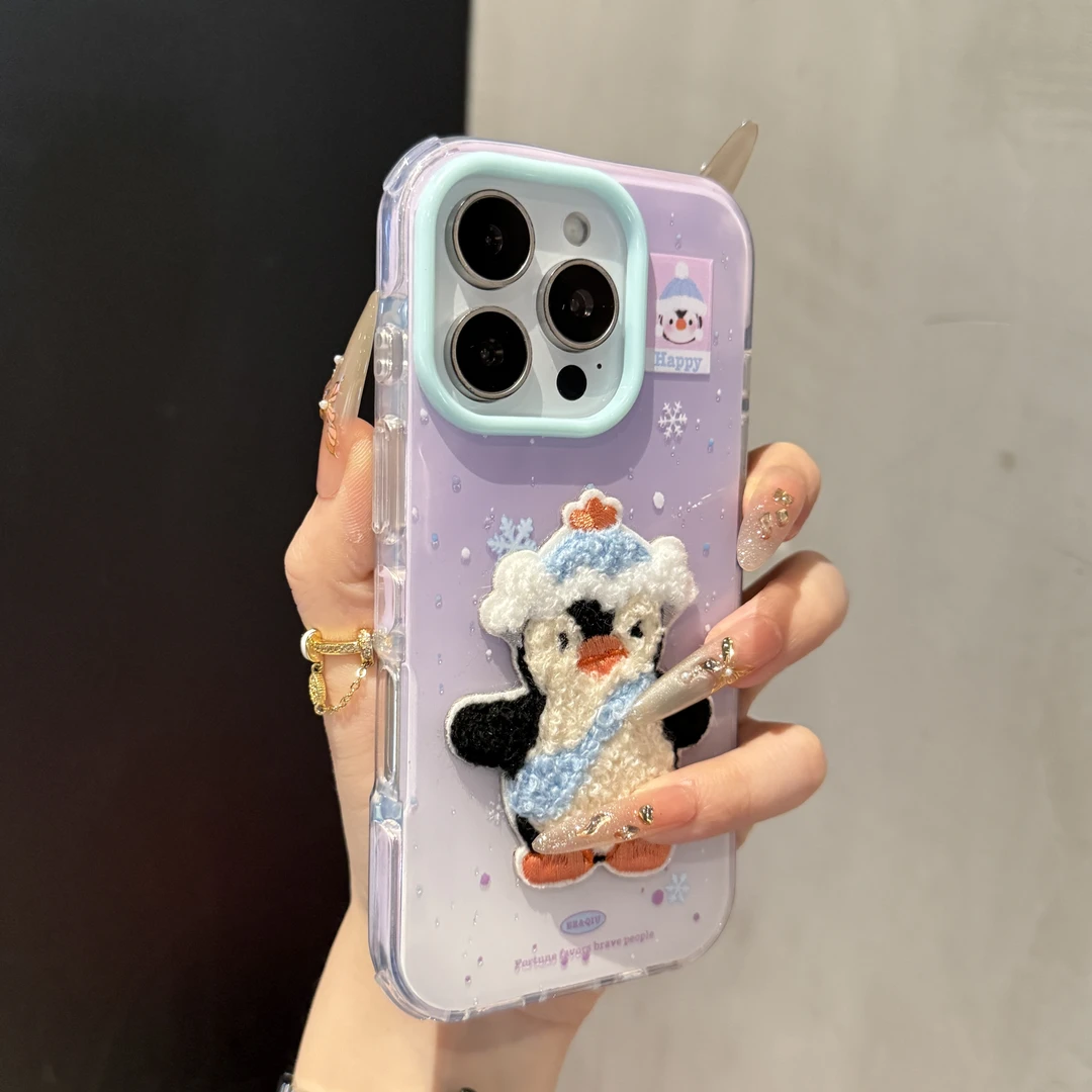 ins高颜值果冻企鹅适用苹果17promax手机壳iPhone16pro趣味15/14