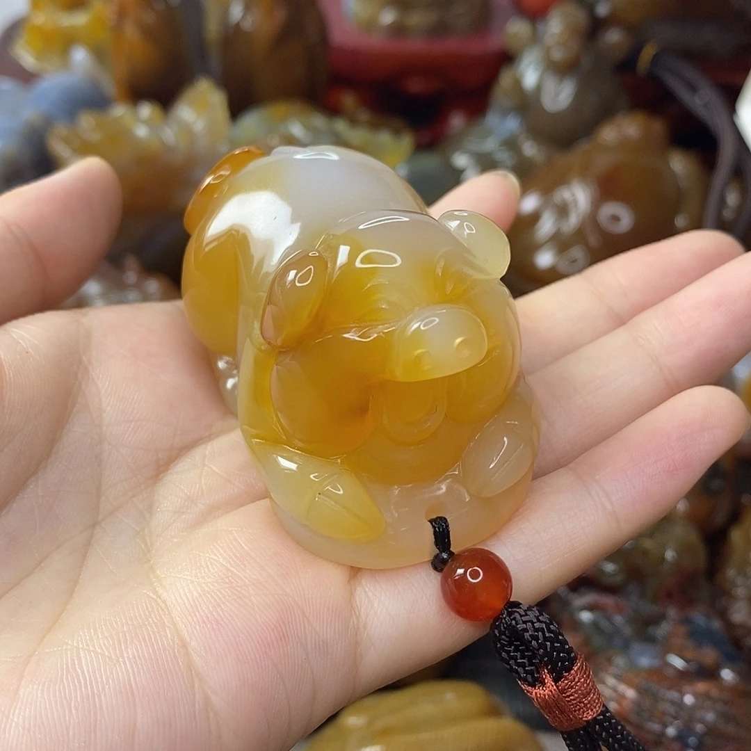 河***达未镶嵌手把件玛瑙/玉髓