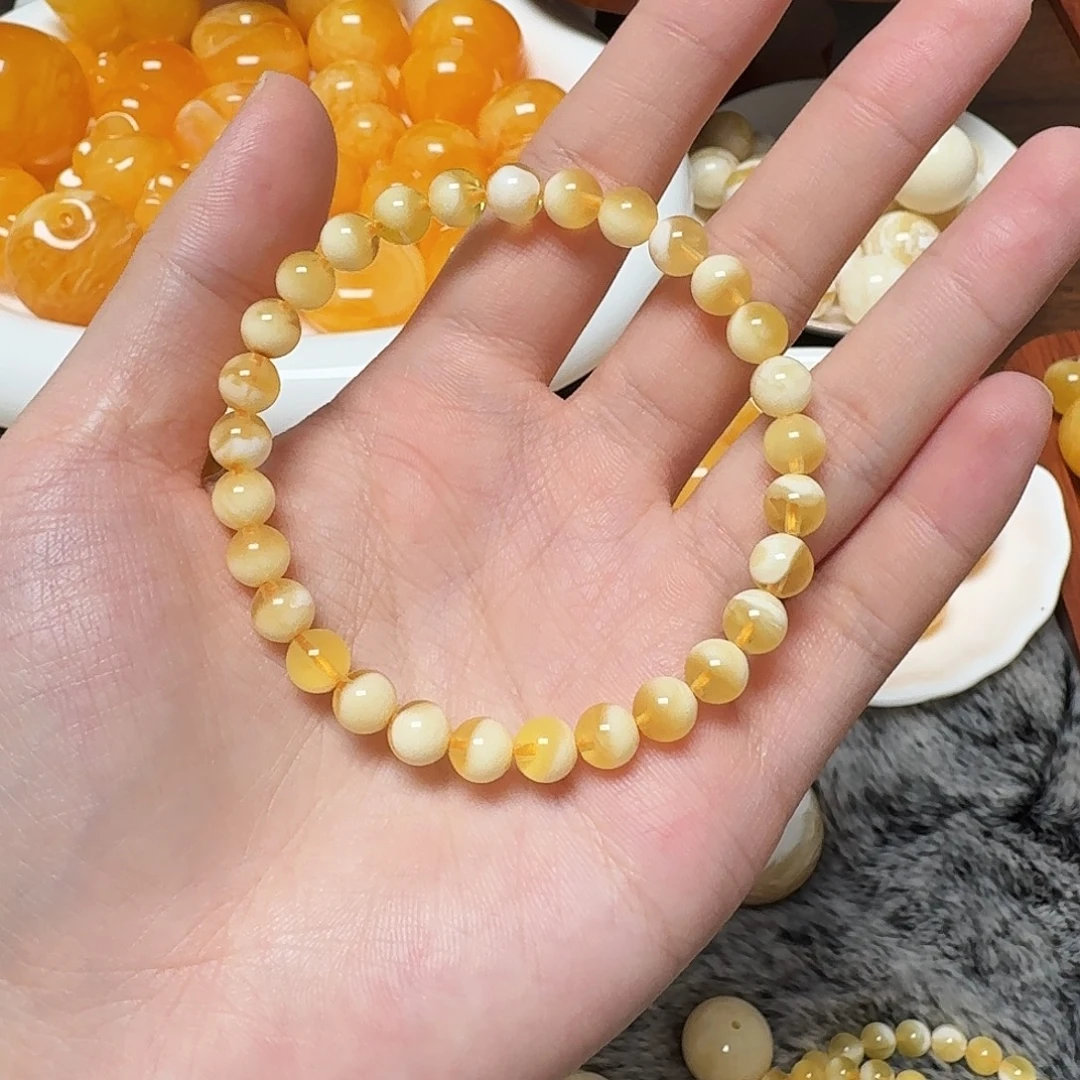 琥珀未镶嵌裸石蜜蜡手串