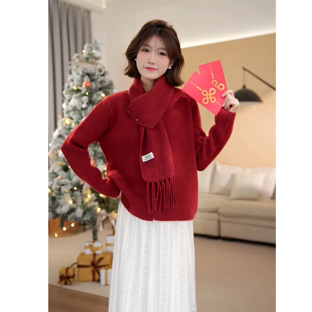 （周周小个子）冬季新款针织宽松圆领百搭长袖毛衣-YJ0102