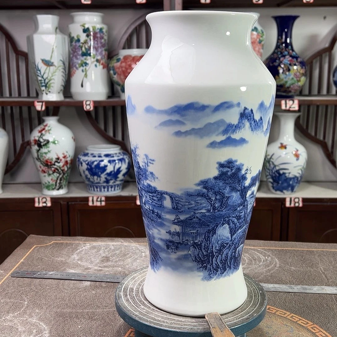 摆件陶景德镇陶瓷大鱼山水