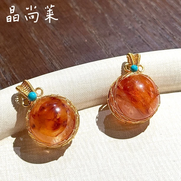 天然红胶花编织工艺水晶吊坠赠链珠径约18mm多样性发一小众简约