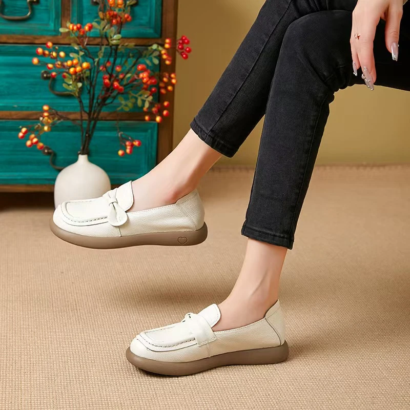1671单鞋舒适休闲百搭软底软面真皮软底春季妈妈鞋平底日本