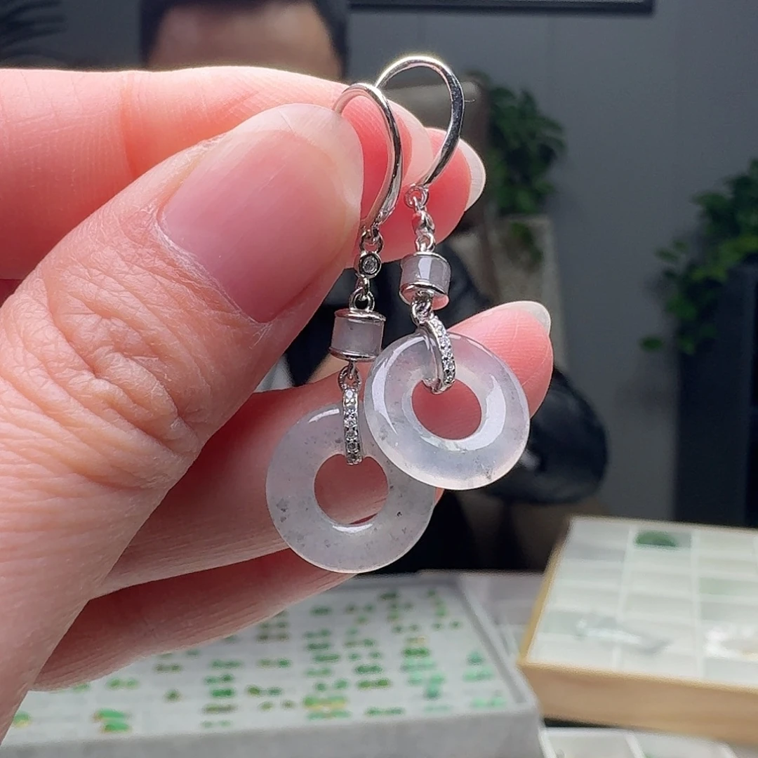 翡翠银S925镶嵌耳饰多样性发货其一