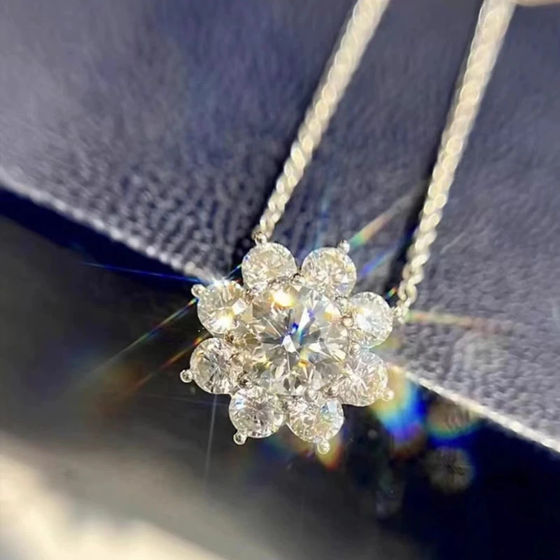 坠链均925银 太阳花项链女纯银轻奢小众高级感雪花锁骨链ins饰品