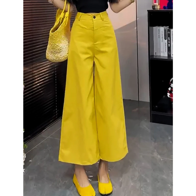 冰丝高腰窄版直筒阔腿裤女2025年秋季新款时尚气质宽松减龄九分裤