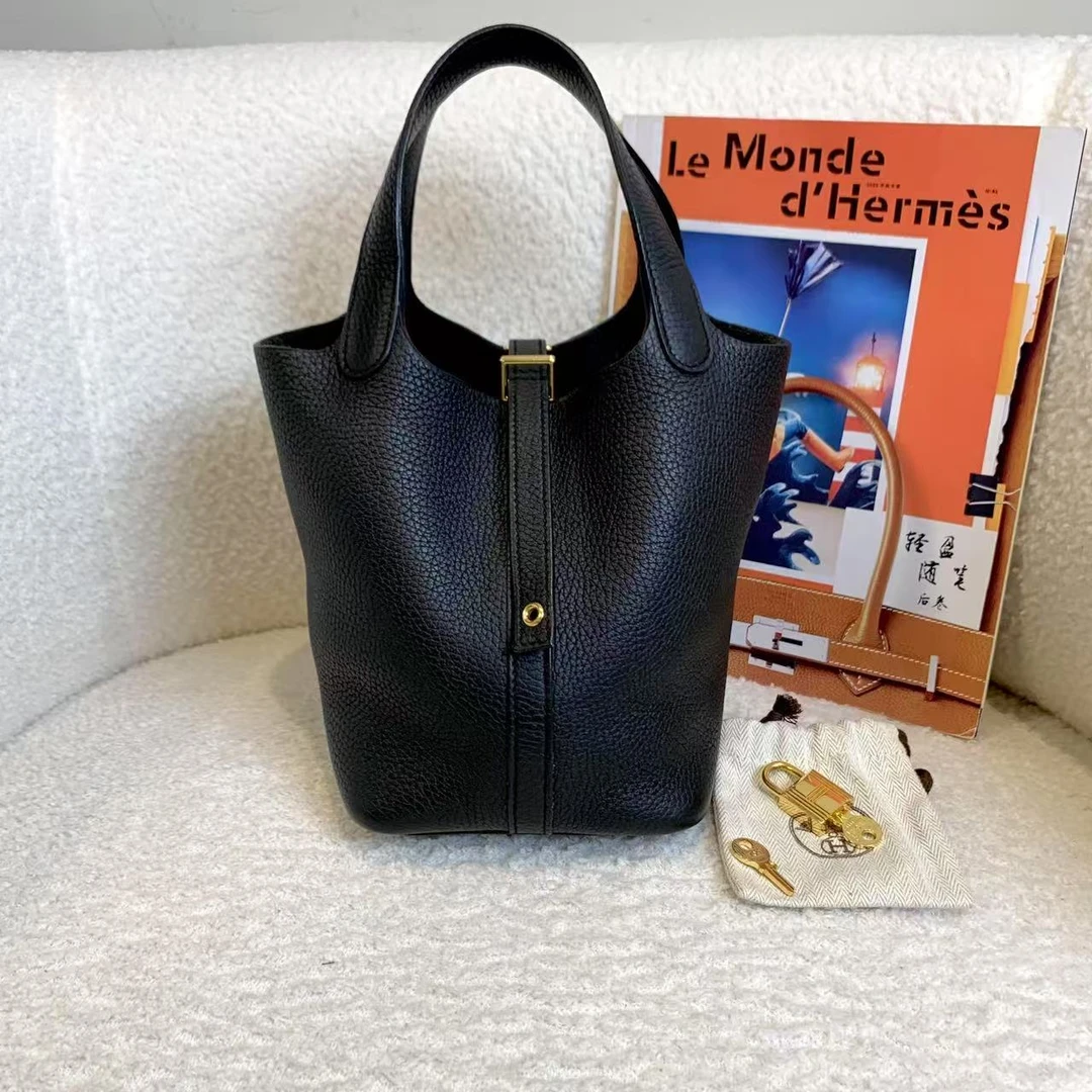 99新 Hermes/爱马仕 黑金菜篮子18Z刻tc皮14703454/12期/代卖服务