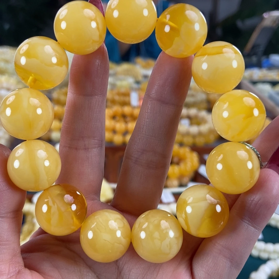 琥珀未镶嵌珠宝奇石18圆珠45.55