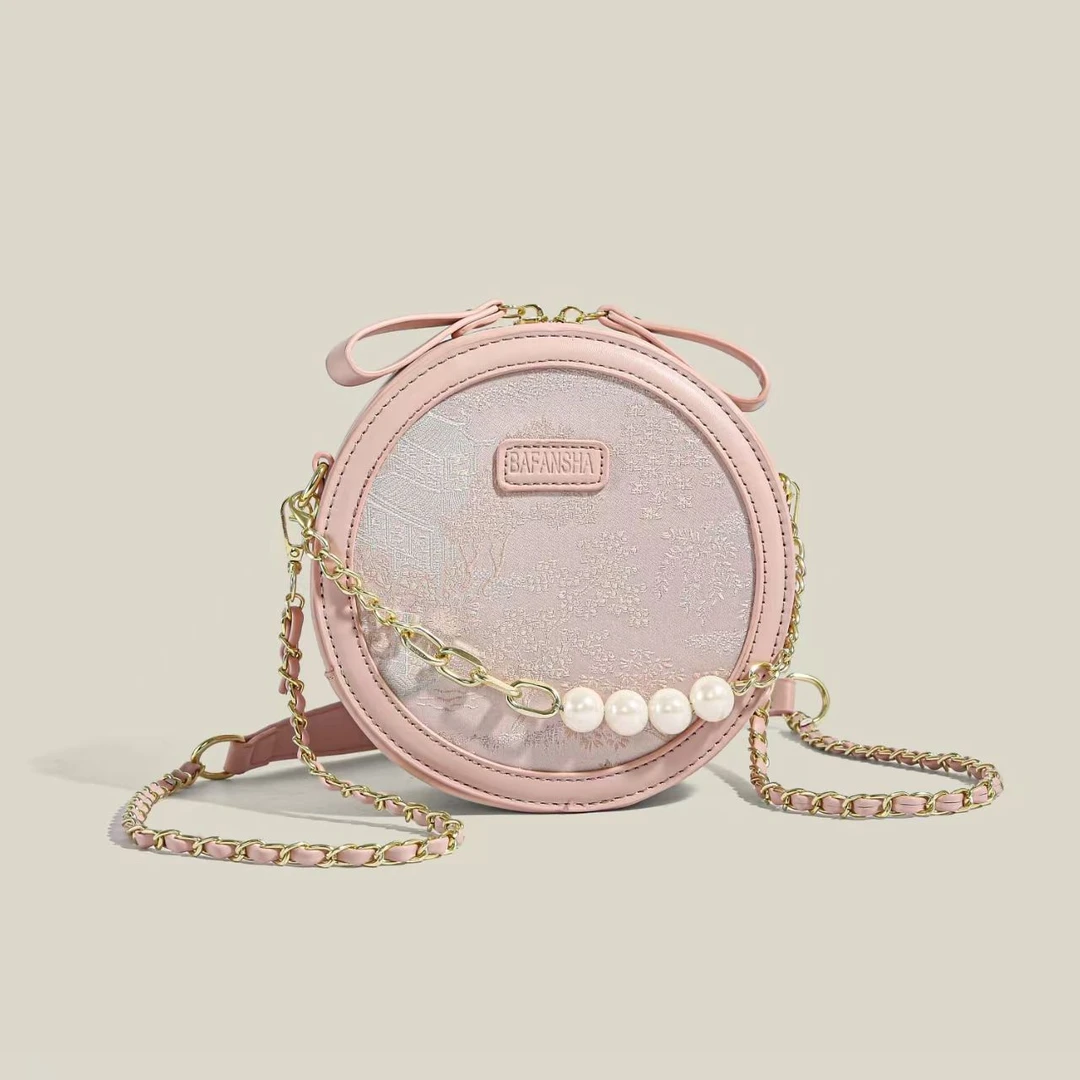 UR小金球菱格链条包包女夏2024新款休闲高级感小众单肩斜挎圆饼包