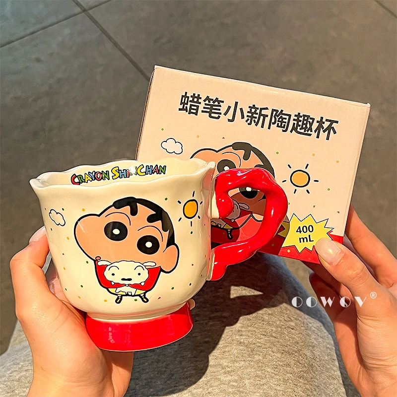 蜡笔小新马克杯2025新款高颜值情侣陶瓷杯办公家用咖啡杯生日礼物