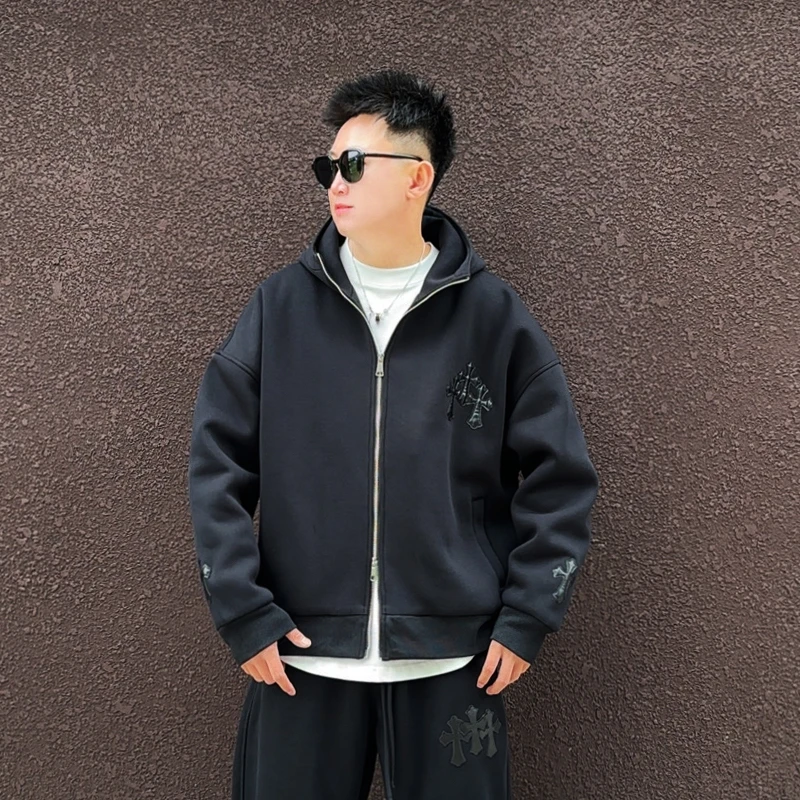 LKT.NINE美式刺绣宽松连帽二棉拉链卫衣外套秋冬休闲棉服潮25890