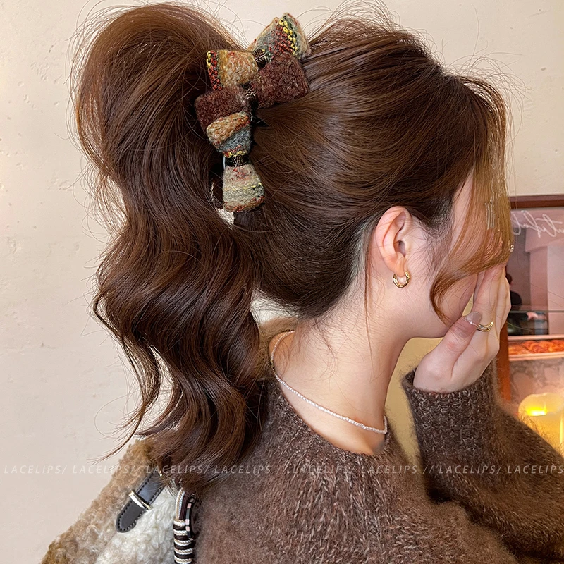 复古气质蝴蝶结香蕉夹女高马尾竖夹2025新款一字扭扭夹子头饰抓夹