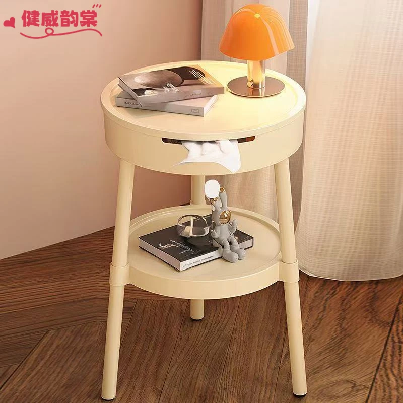 沙发边几可移动卧室床头柜奶油风茶几小桌子简约现代床边柜置物架