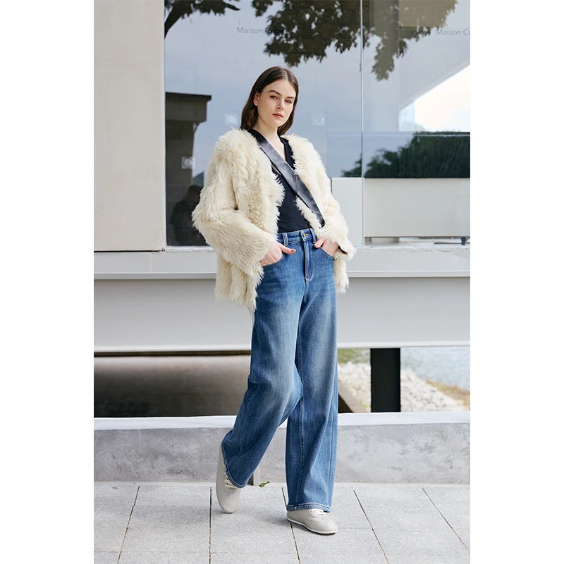 质社原创设计弹力三明治羽绒芯弯刀牛仔裤MX024