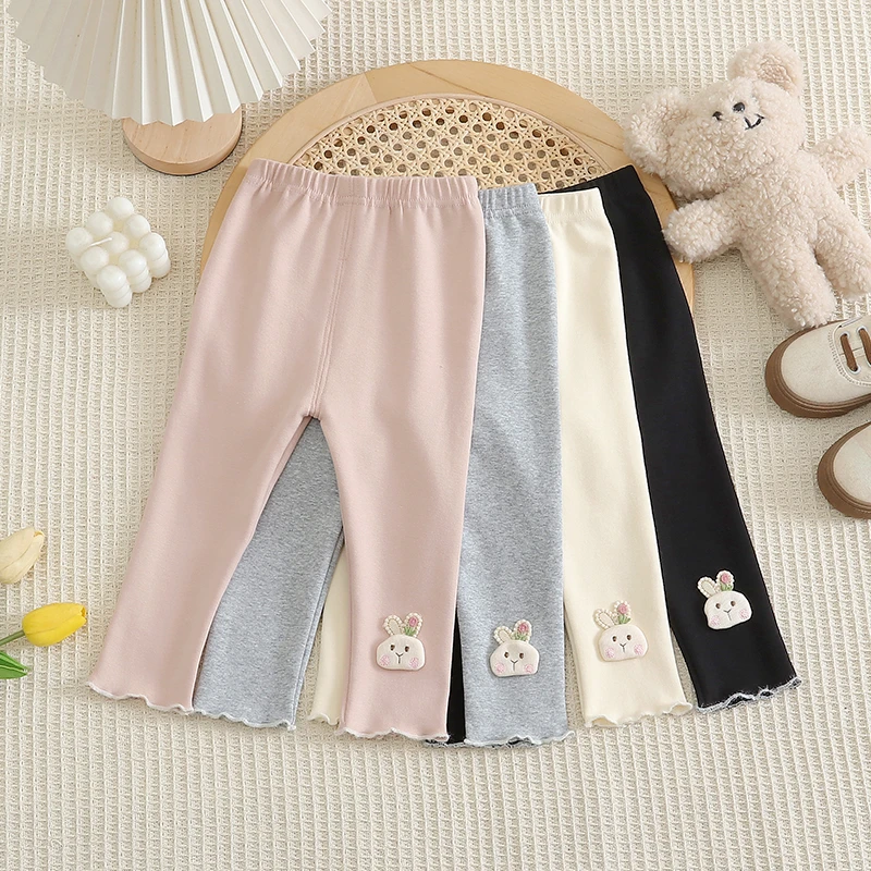 童装女小童裤子春秋装新款宝宝洋气打底裤小女孩外穿百搭开档长裤