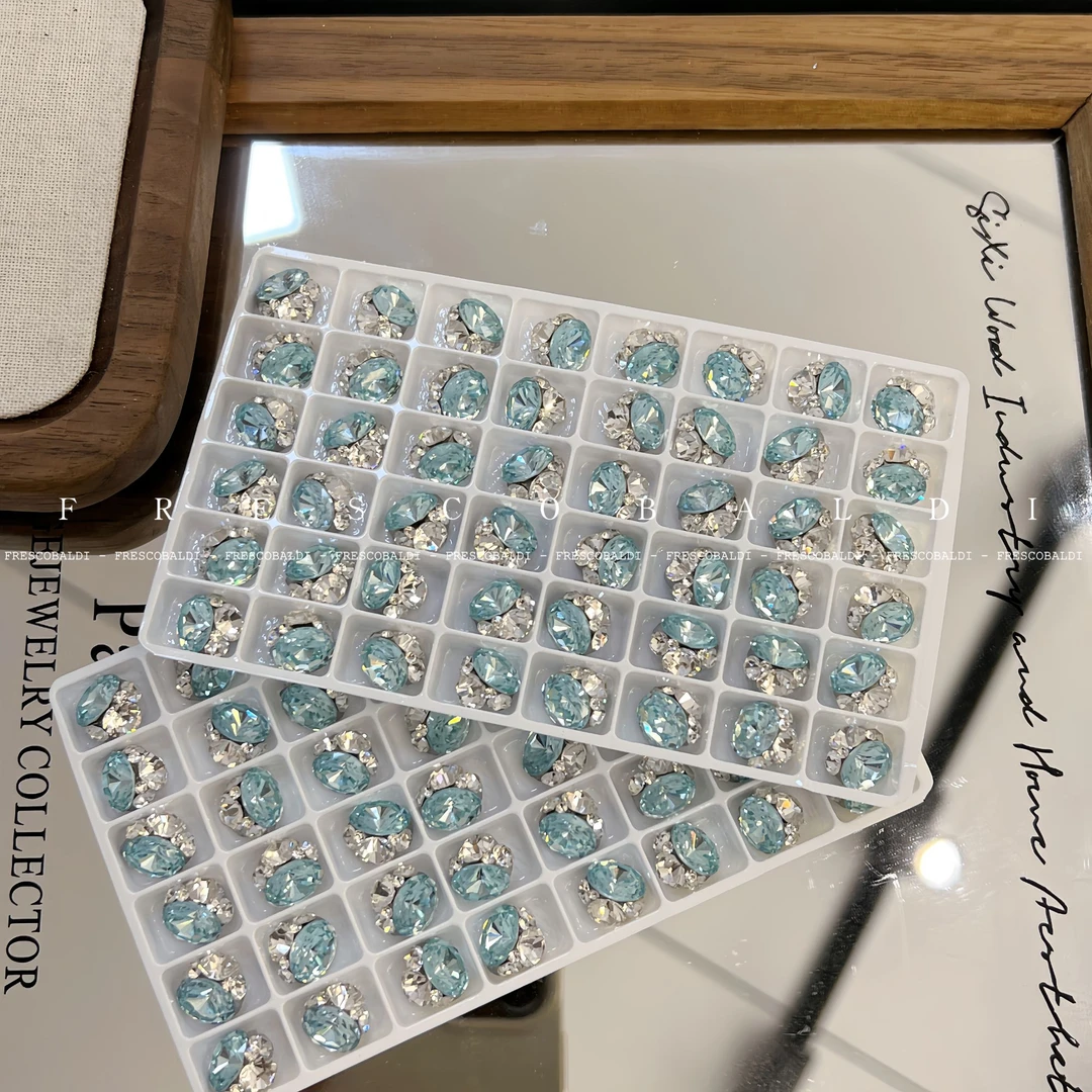 小颖美甲-2颗装天空蓝旦形钻球美甲饰品堆钻11*11mm